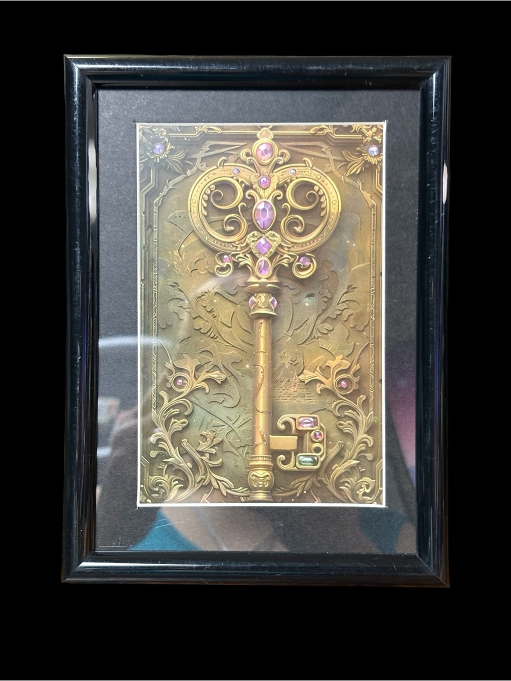 Ornate Vintage Key Framed Art Print – 5x7 | Mystical Gothic Décor